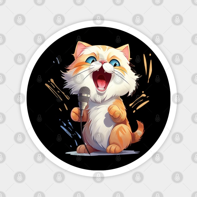 Funny Singing cat in cartoon style Magnet by NatashaCuteShop